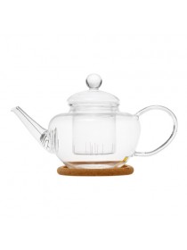 Чайник стеклянный "Фикус" с заварочной колбой, пробковой подставкой и пружинкой-фильтром в носике (500 мл)