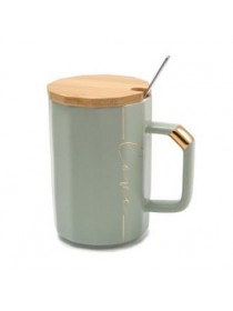 Кружка с крышкой и ложкой "Pretty" мятная (375 мл)